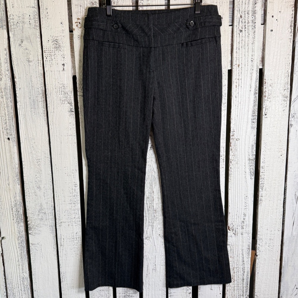 Star‎ City Pinstripe Dress Pants Women's 7 Charcoal Grey Trousers Career Office